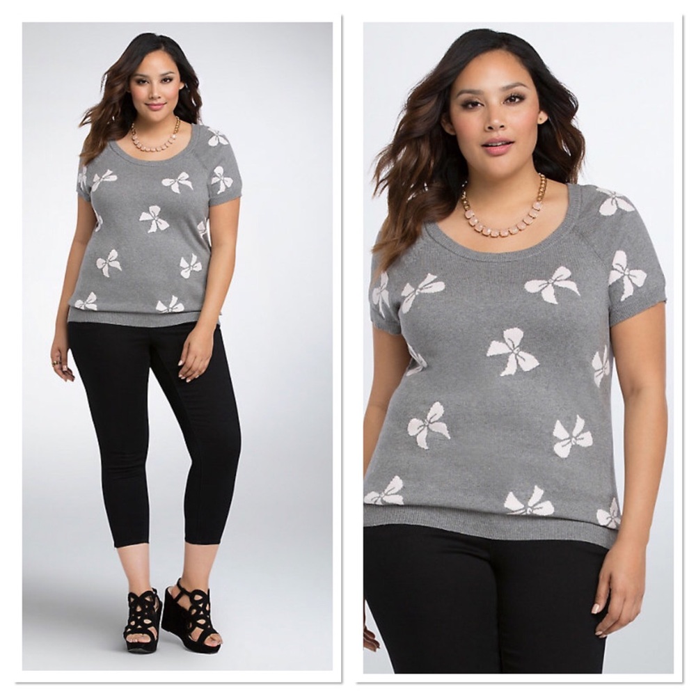Torrid BOW PRINT PULLOVER SWEATER cotton